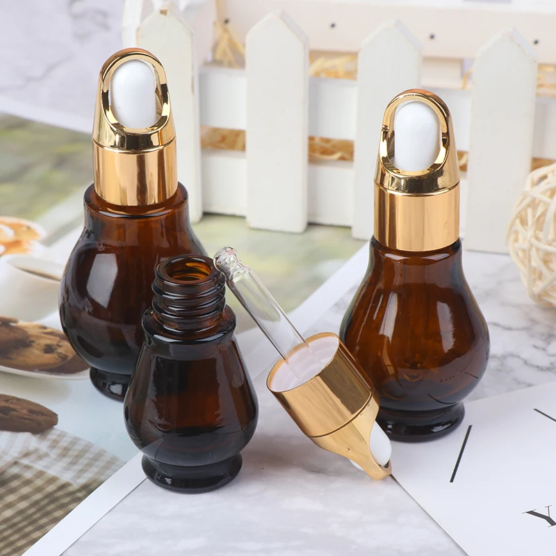 

10/20/30ml Amber Glass Dropper Bottle essential Oil Perfume Bottles Empty Container Travel Refillable Bottle Brown