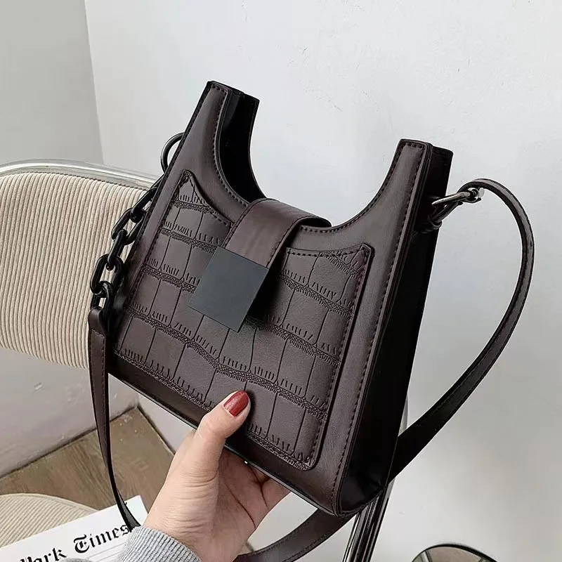 

Миниатюрная роскошная женская сумочка с крокодиловым узором, модный мессенджер на широком ремешке в стиле ретро, простая стильная женская сумка-мессенджер