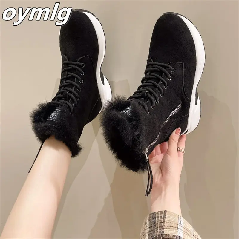 Snow boots women's models in winter 2022 new short boots non -slip and velvet thick bottom increases warm cotton shoes women
