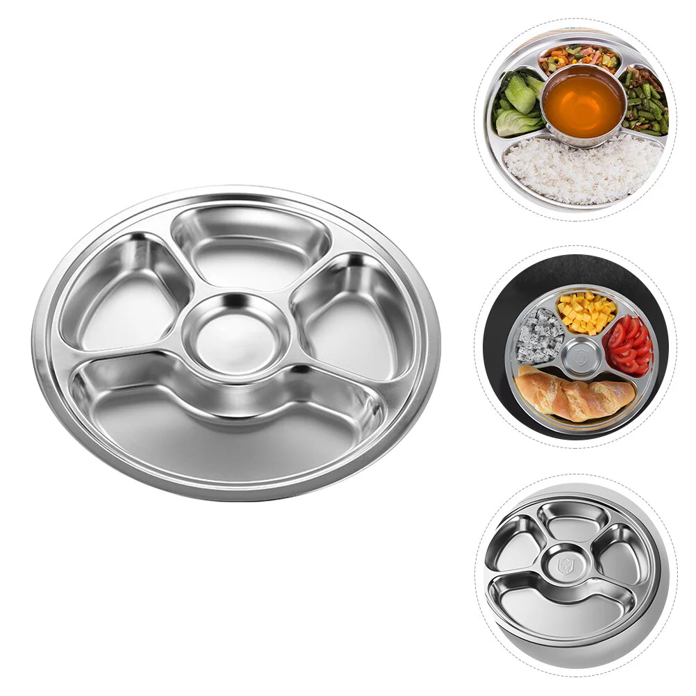 

Fruit Tray Breakfast Foods Household Tableware Dumpling Plate Dining Partition Stainless Steel Divided Dish Child Serving