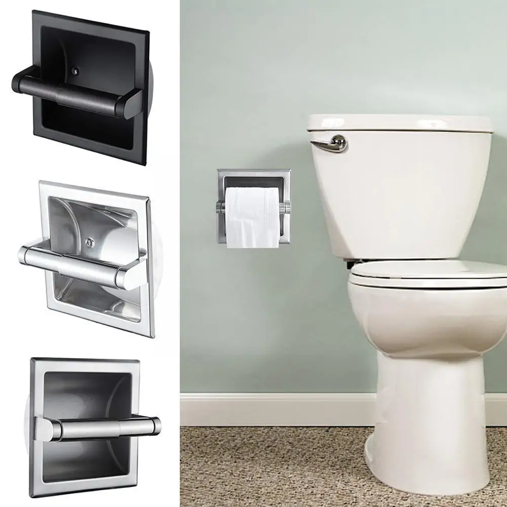 304 Stainless Steel Toilet Paper Holder Color Recessed Tissue Roll Dispenser For Home Bathroom K8x9
