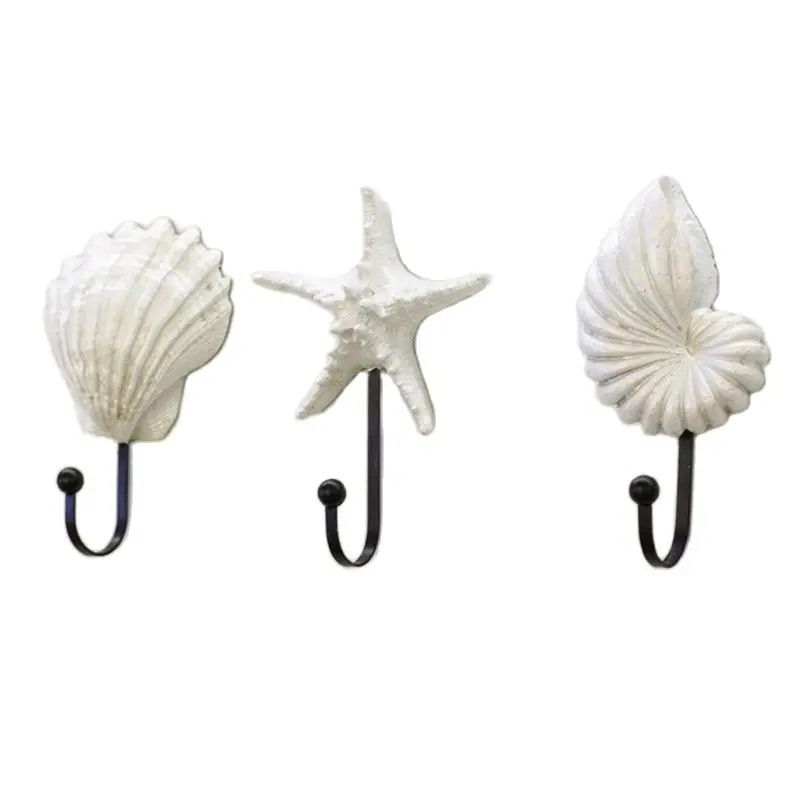 

Shell Resin Hooks Mediterranean Style Sea Star Decor Hanger Wall Mounted Vintage Hat Robe Hook Coat Hanger Clothes Rack 2022