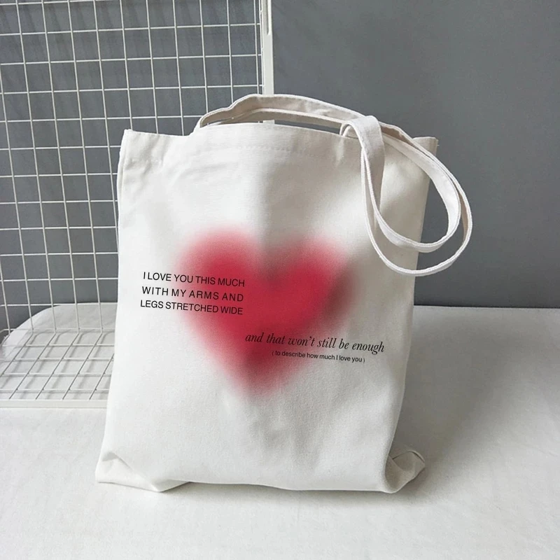

Женская Холщовая Сумка на плечо сумка для покупок и отдыха Korea ulzzang ins heart Harajuku