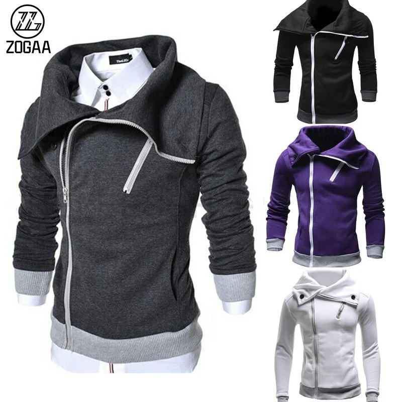 

Men's Fasion Diaonal Zipper Pullover ded Color Matcin Sweater Casual Jacket