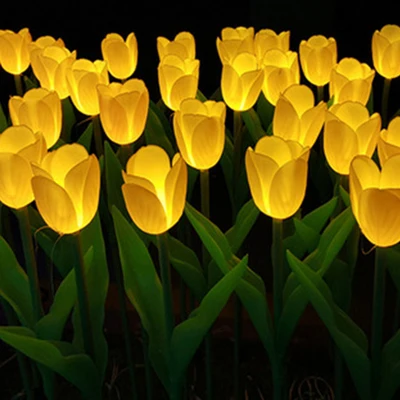 Lámpara LED de césped con flor de tulipán para decoración de jardín, parche impermeable para casa de campo, guirnalda de luces Led