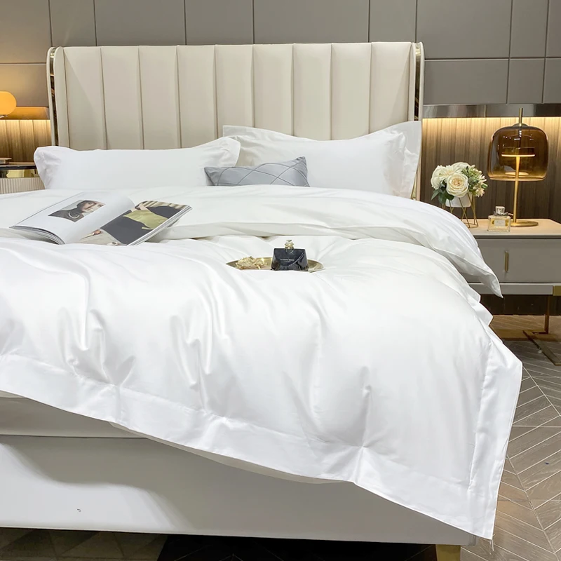 100% Cotton White Sateen Luxury Bedding Set Comfortable for Home Good Materila Hotel Quilt Cover Pillow Cove Bed Sheets |