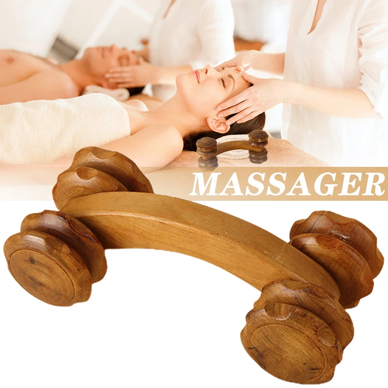 

Wooden Handheld Body Roller 4 Wheels Balls Massager Muscle Roller Tool Massager Wooden Wooden Handheld Body Roller MC889
