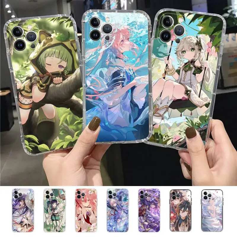 

Милый ударопрочный чехол для телефона Genshin для iPhone 11 12 13 mini pro XS MAX 8 7 6 6S Plus X 5S SE 2020 XR