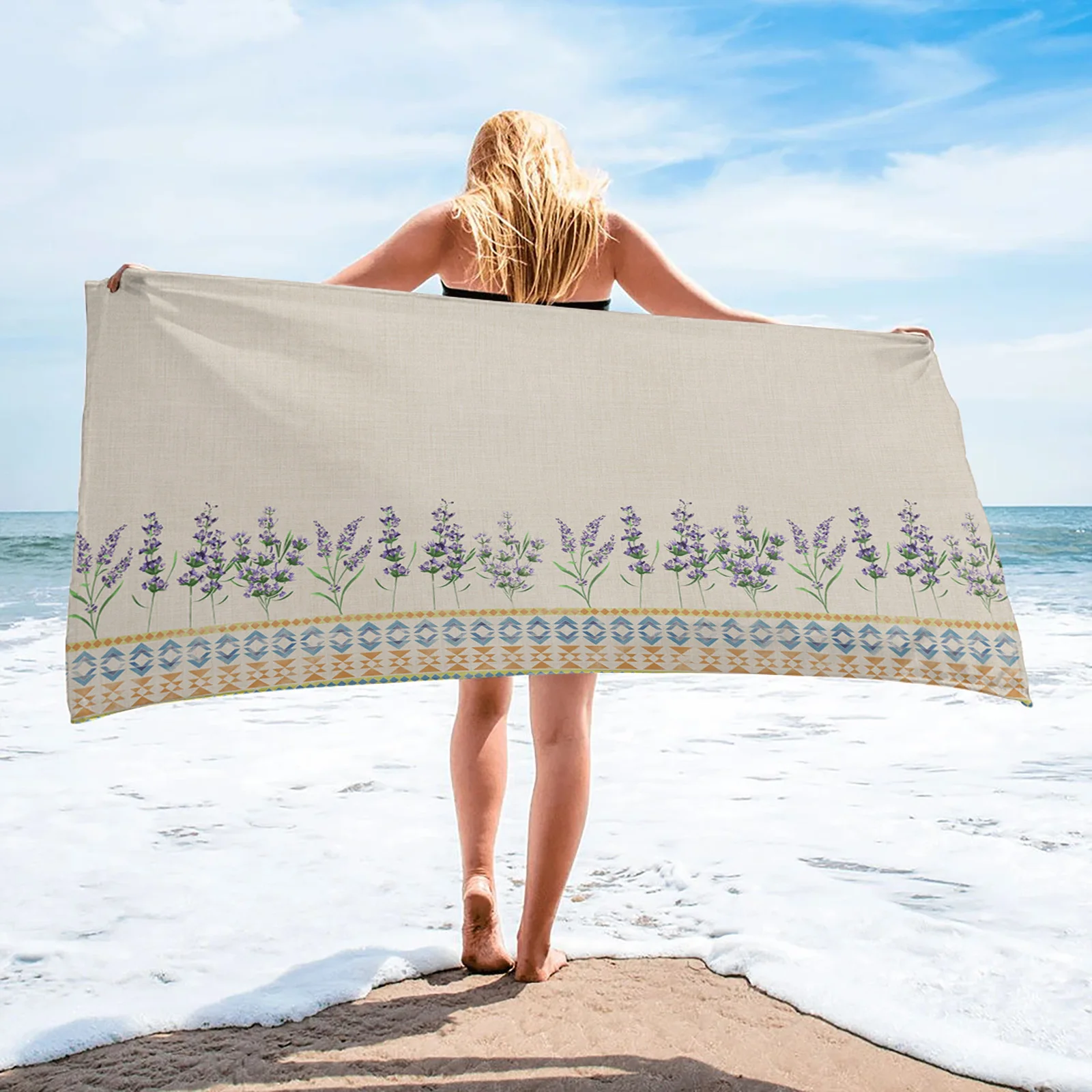 

Lavender Flowers Bohemia Bath Towel Bathroom Soft Absorbent Towel Microfiber Fabric Beach Towels Home Textile