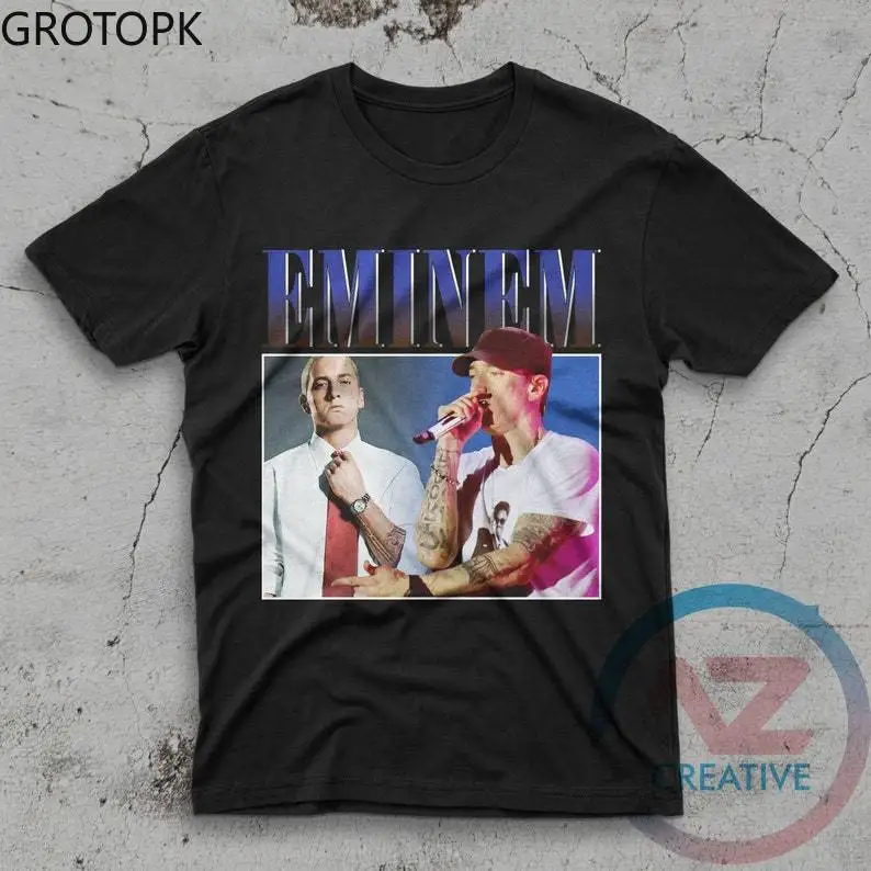 

Рубашка Eminem в винтажном стиле с изображением героев мультфильма «чудовище», 90-х годов, футболка с изображением героев мультфильма «рэп», кр...