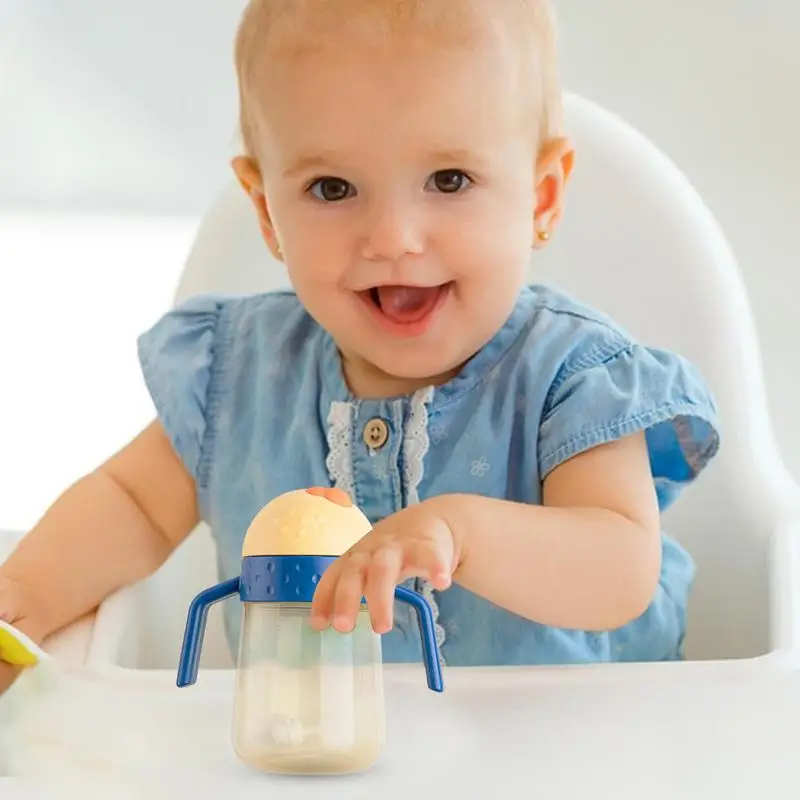 Соломенная тренировочная чашка детская с ручкой и соломинкой непротекающая