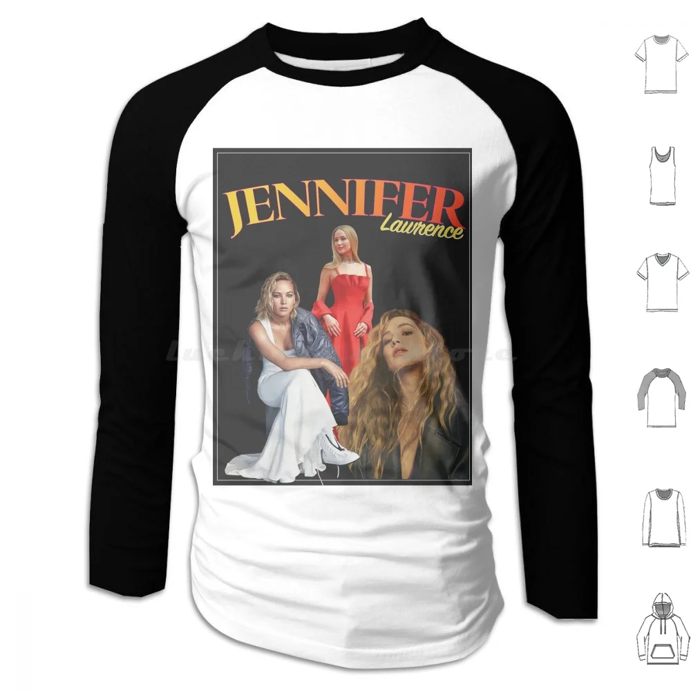 Винтажная Толстовка Дженнифер Лоуренс из хлопка с длинным рукавом