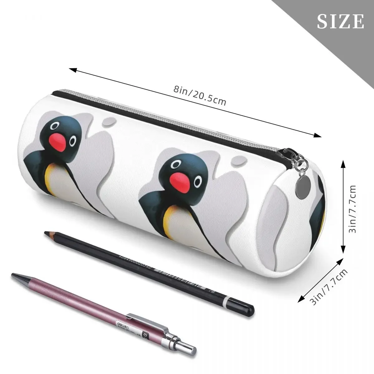 Фото Пенал-цилиндр Pingu Pinga Penguin TV для мальчиков и девочек, сумка для ручек и карандашей, канцелярские принадлежности №3