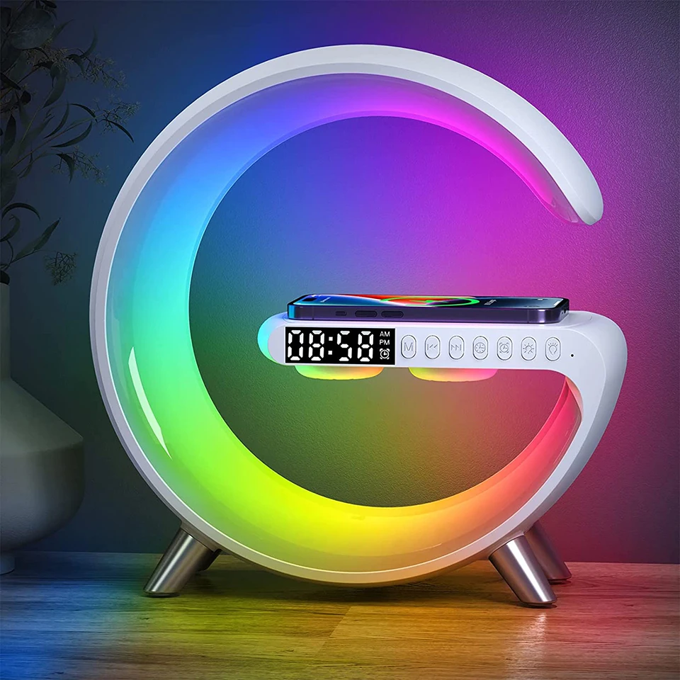 Rgb Atmosphere Night Light Lamp Sunrise Simulation Wake Up 15w Wireless Phone Charger