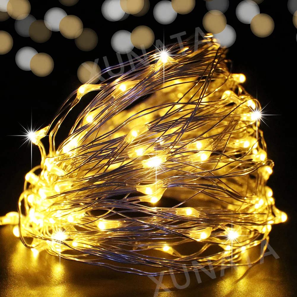 

Светодиодная гирлянда XUNATA 5-50 метров серебристая медная проволока 12В