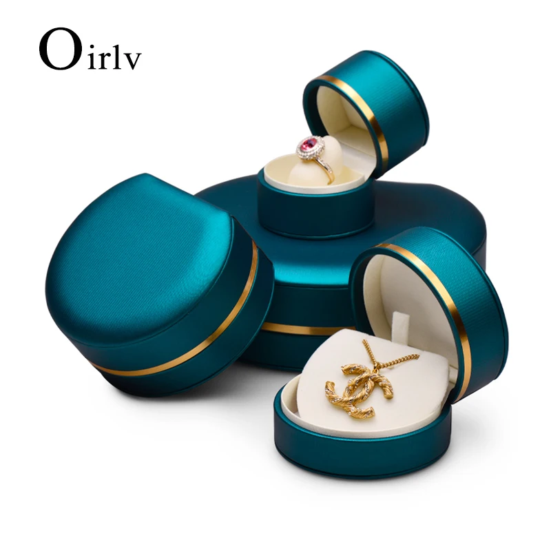 

Великолепная кожаная круглая двойная коробка Oirlv для колец, браслетов, упаковочная коробка для ювелирных изделий, упаковка для ювелирных из...