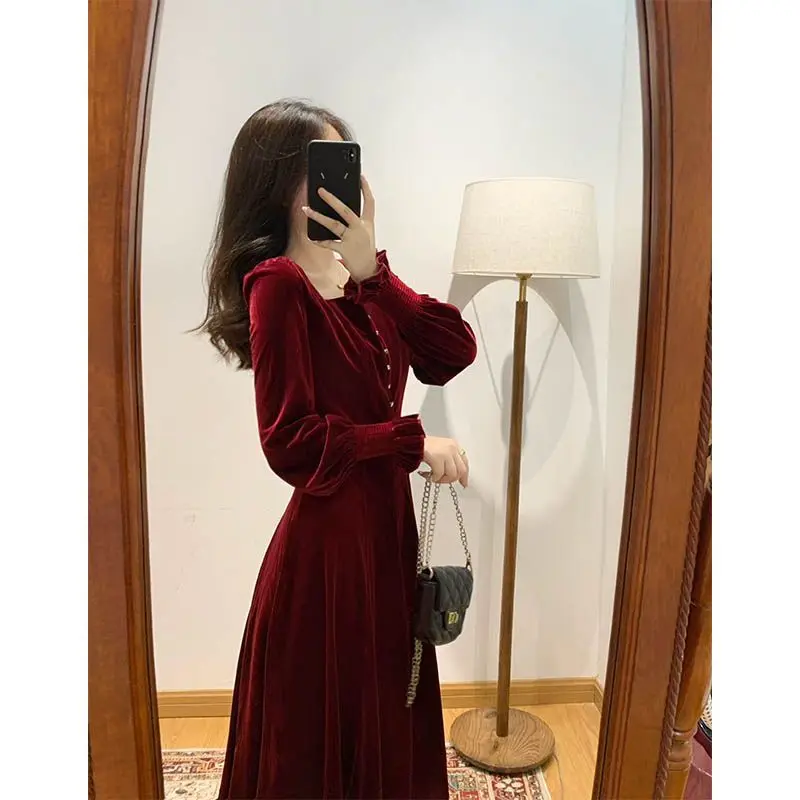 Женское винтажное платье с квадратным вырезом