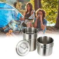 outdoor 2 piece pot 304 steel folding two piece cup water cup set bowl camping mountaineering travel portable c9f0