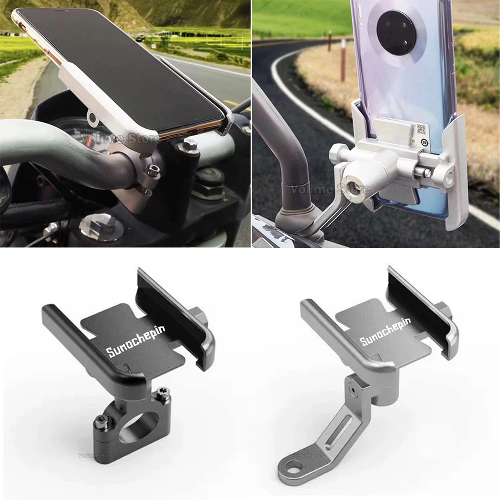 

For Aluminum Alloy Universal Motorcycle Handle Bar Mount Cell Phone Holder Stand with Hook for 4-6.5 inch Mobile Phones GPS