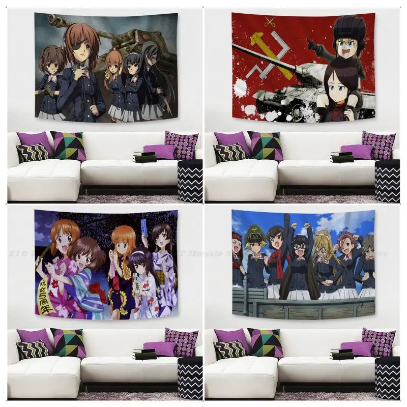 

Japanese Anime GIRLS Und PANZER Tapestry Tapestry Art Printing Indian Buddha Wall Decoration Witchcraft Bohemian Hippie Decor