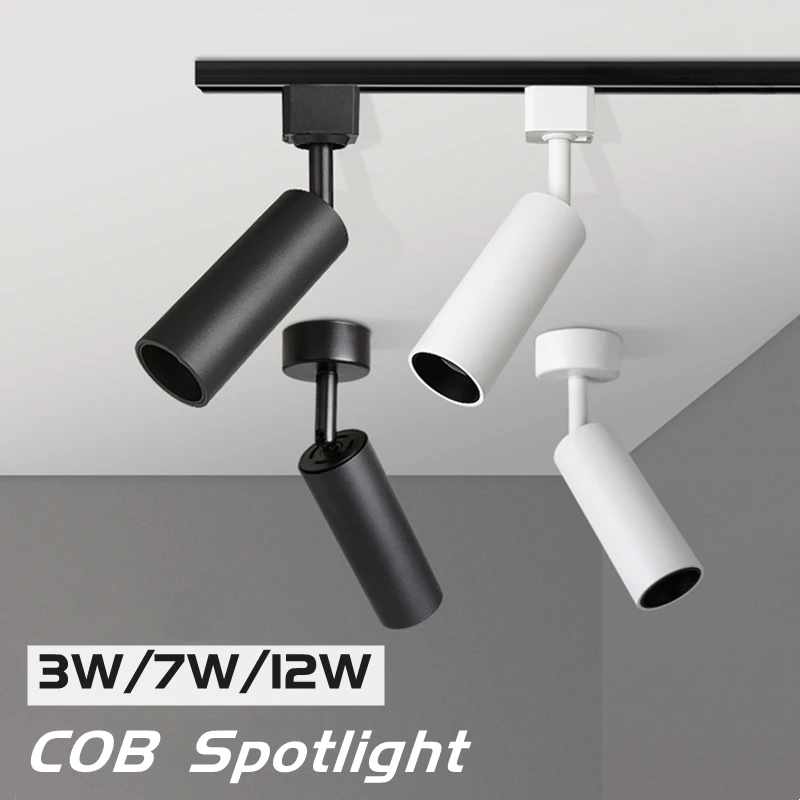 

Modern LED Narrow Beam Track Lamp 3/7/12W COB Angle Adjustable Rail Spotlight Cloth Store Home Track Lighting Fixture AC110/220V
