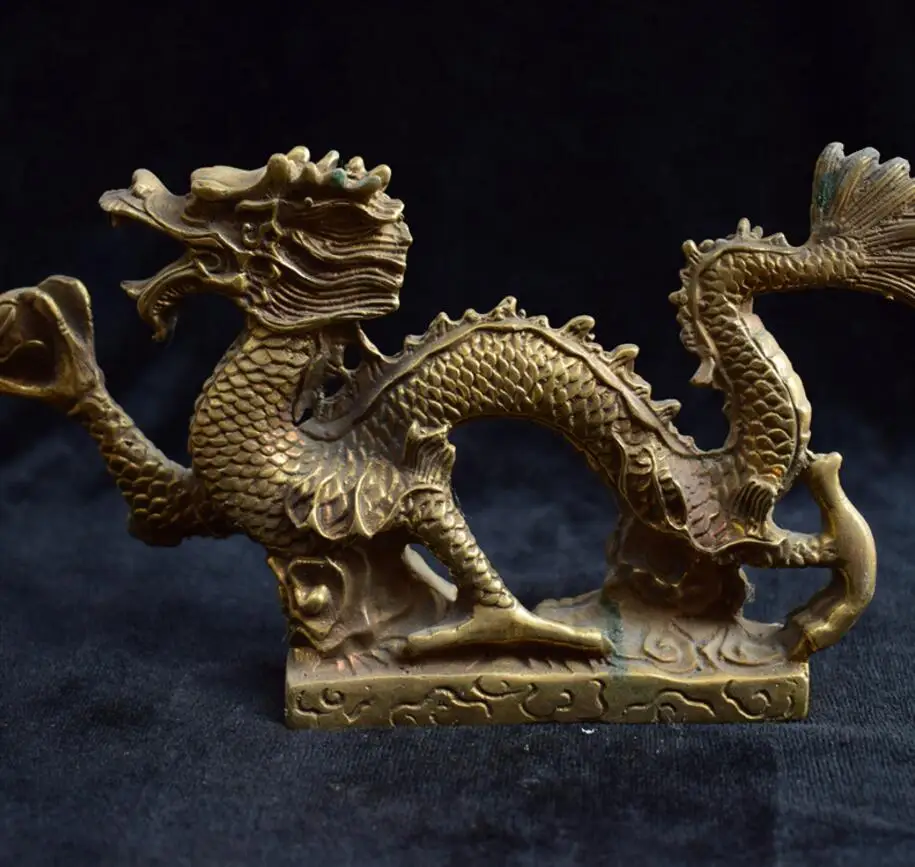 

Copper Statue Kaiguang copper dragon ornament gold dragon geomancy office ornament copper Han dragon green dragon handicraft orn