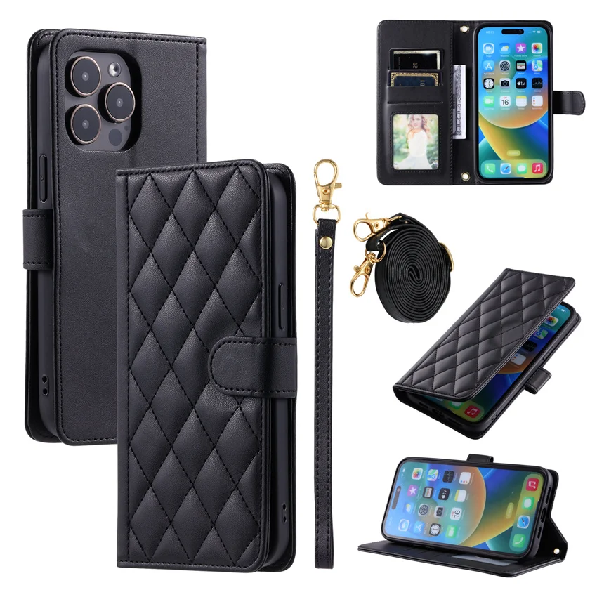 Кожаный чехол-бумажник в клетку для Realme 5 5S 5i 6i 6 7 8 9 9i 10 11 Pro Plus 4G 5G C12Y C25Y C30 C31 C35 с отделениями для карт (art.: 3920d3ea496fe) - 3920d3ea496fe