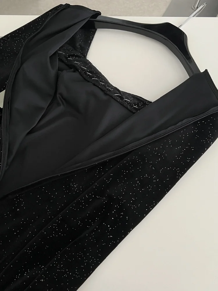 SMTHMA женские бархатные вечерние платья с квадратным вырезом и длинными рукавами