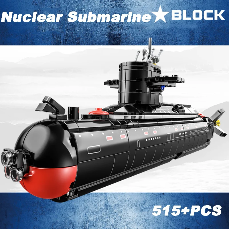 

515pcs Military Warship Army Building Blocks Navy Strategic Nuclear Submarine Model WW2 Weapon Ship Toy for Boys Gift