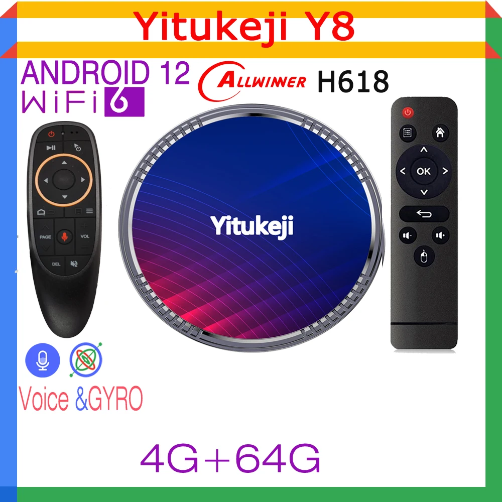 

Yitukeji Y8 Android 12,0 Allwinner H618 Quadcore Cortex-A53 Smart TV Box BT5 Dual Wifi6 2 ГБ 4 ГБ 16 ГБ 32 ГБ 64 ГБ 128G 100M 6K