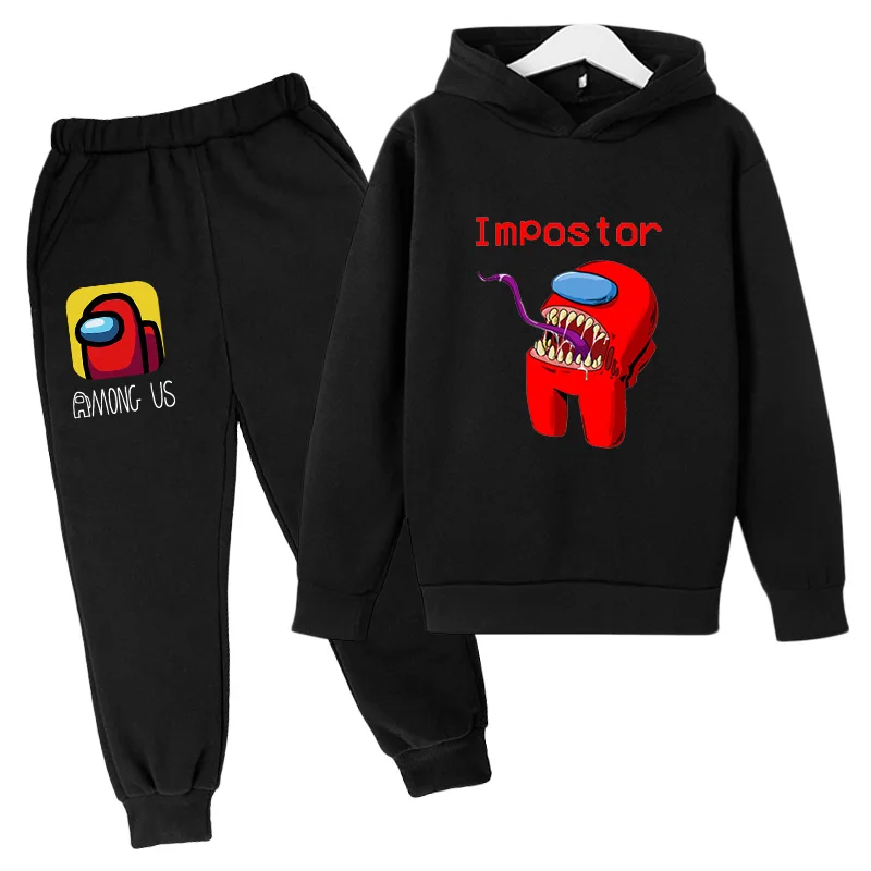 

Toddler Boys Cartoon Face Print Among Us Hoodie Sets Baby Boys Girls Top+pants 2p tracksuit Children Clothing winter 4-14Y
