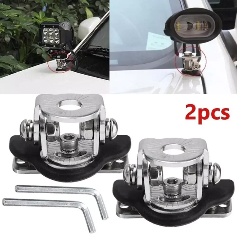 

NEW2023 1PAIR Car Engine Hood Led Light Mounting Bracket Auto Bonnet Cover Piller Lamp Holder Clamp Clip Drilling SUV 4WD 4X4