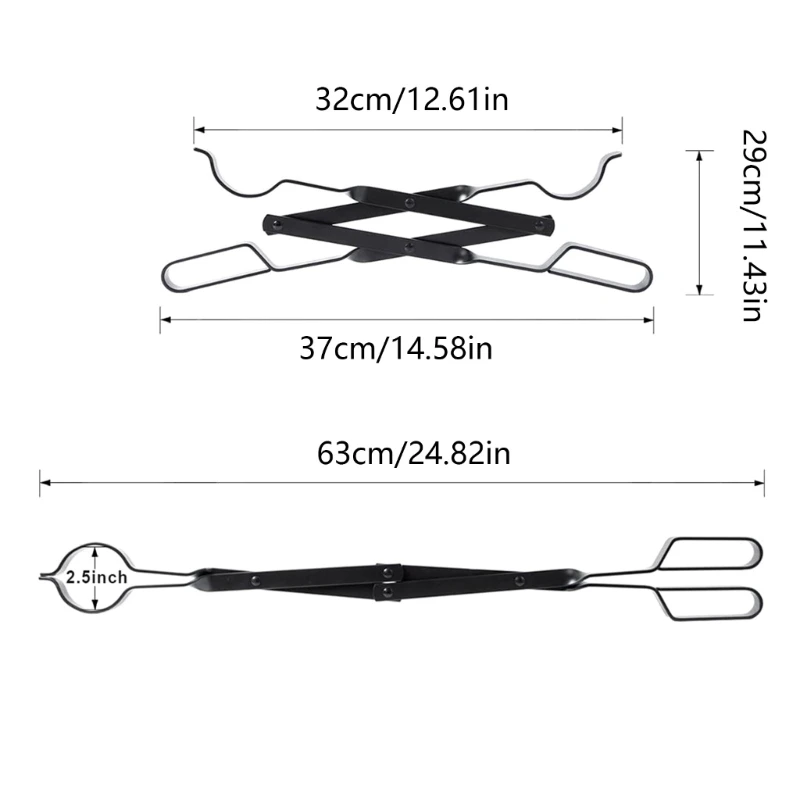 Щипцы для каминов 26-дюймовые сверхмощные камины из кованого железа и стали