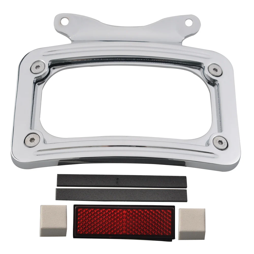 

Motorcycle Curved Laydown License Plate Frame Bracket Set Chrome For Harley Softail FLSTSC FLSTN Deluxe Springer Classic 05-17