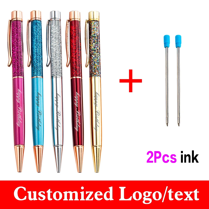 3 Pcs/set Quicksand Oil Pen High-end Metal Signature Pen Holiday Gift Pen Get 2 Ink Custom LOGO Lettering Stationery Wholesale