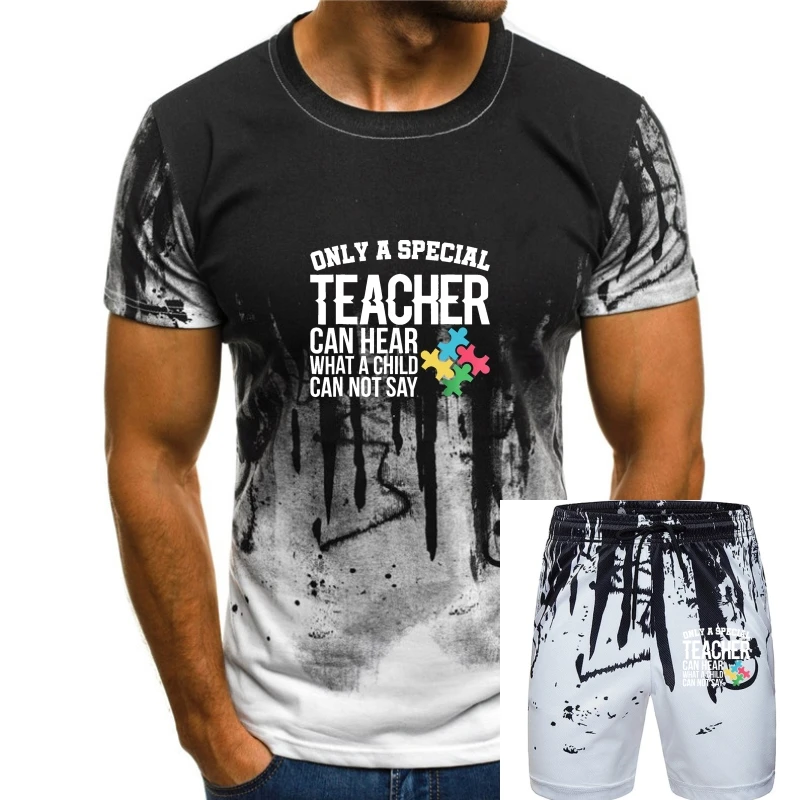 

Only a Special Teacher Autism Awareness T-Shirt ED Teacher Vintage Men Gift Tee
