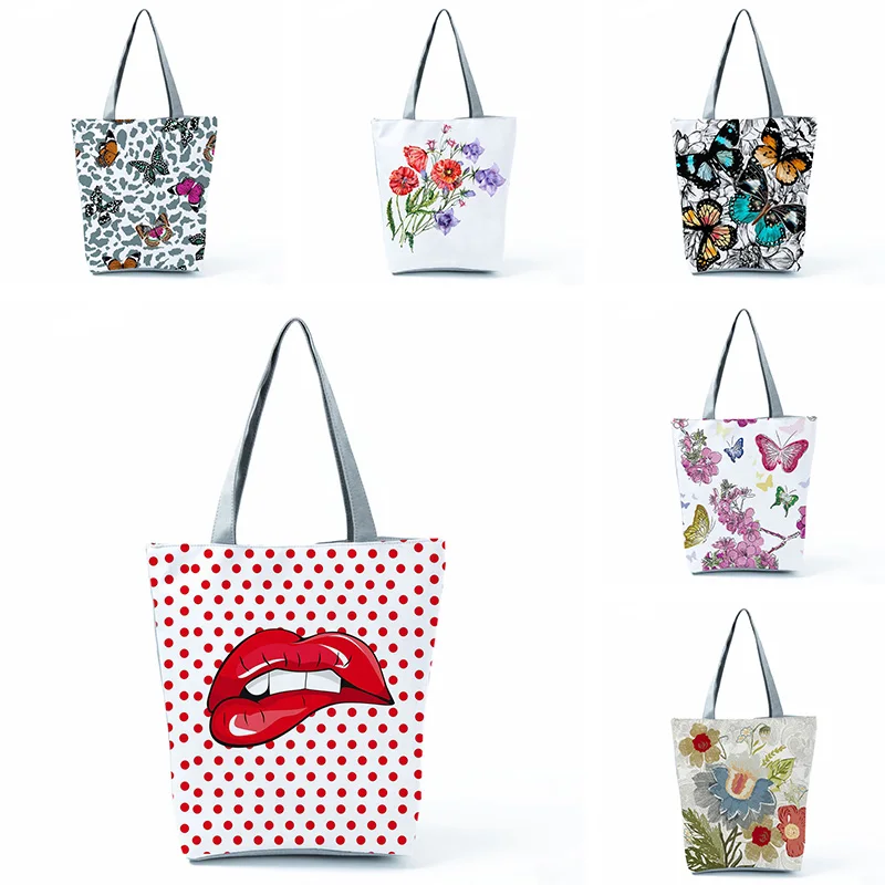 

Miyahouse Floral Printed Women Shoulder Bag Canvas Summer Beach Bag Daily Use Female Shopping Bag Lady All-Match Eco Handbag