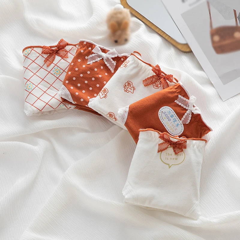 

Fashion Seamless Panties Cotton Underwear Girl Cute Bow Underpants Women's Thread Panties Mid Waist Girl's Cotton Briefs