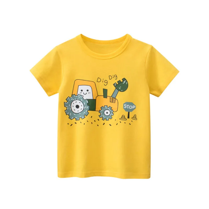 

2-8T Boys Tshirt Cotton Toddler Kid Baby Boys Clothes Summer Top Short Sleeve Car Print Tee Shirt Childrens Loose T Shirt Outfit