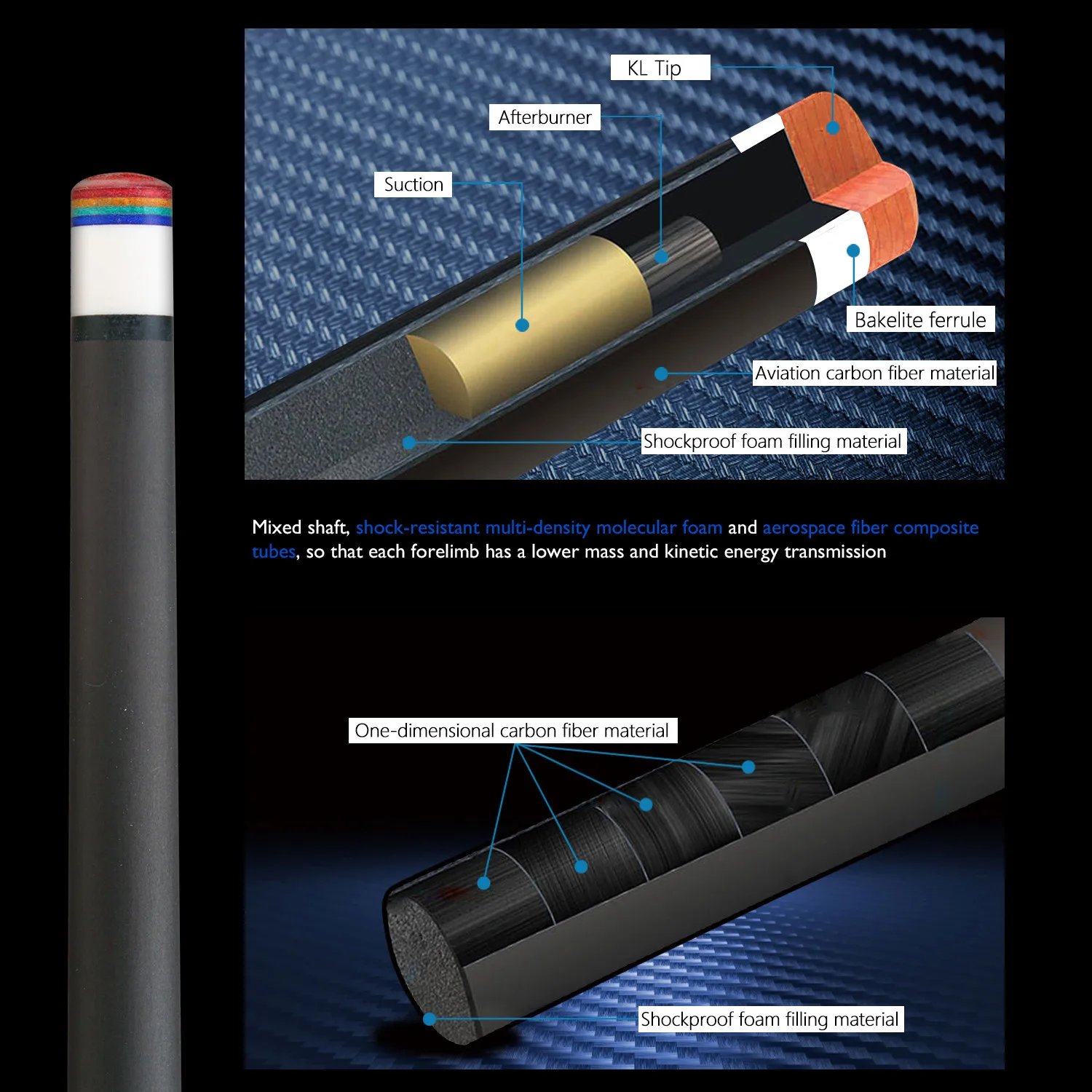 KONLLEN-углеродное волокно вал для бильярдного кия Carom Libre Cue Stick Uni-Loc радиальный 3/8*8 Pin