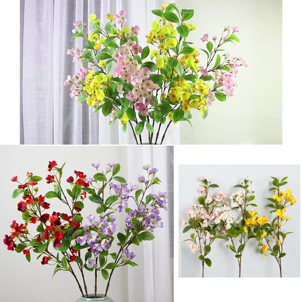 

Artificial Cherry Blossoms Bouquet Ornament Simulation Wedding Bouquets Multi-function Decoration Plastic Fake Flowers Branches