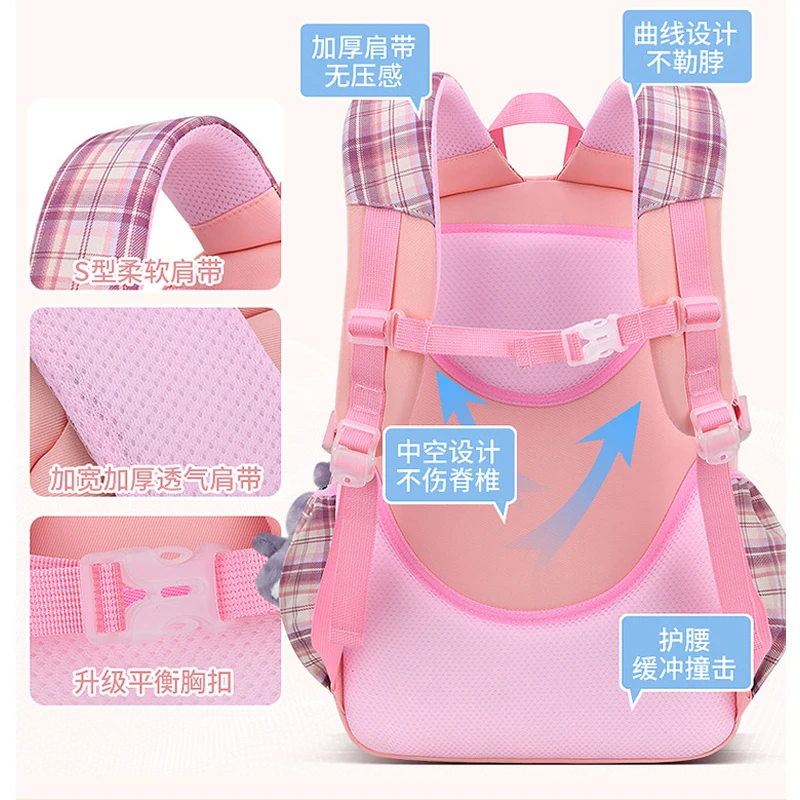 2023 New 3 Pcs Sets Purple Colour Children's School Backpack Kawaii Women's Backpack Bookbag School Bags for Teens Girls Mochila