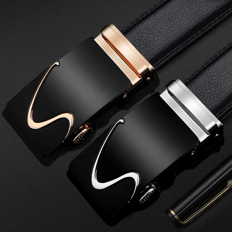 

Automatic Buckle Men's Belt Business Belt Letter Buckle Fashion New Pants Belt