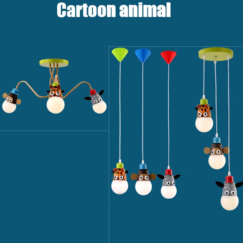 

Children bedroom Cartoon animal small droplight Monkey / Zebra / Giraffe hanging lights for dining room pendant lamps modern