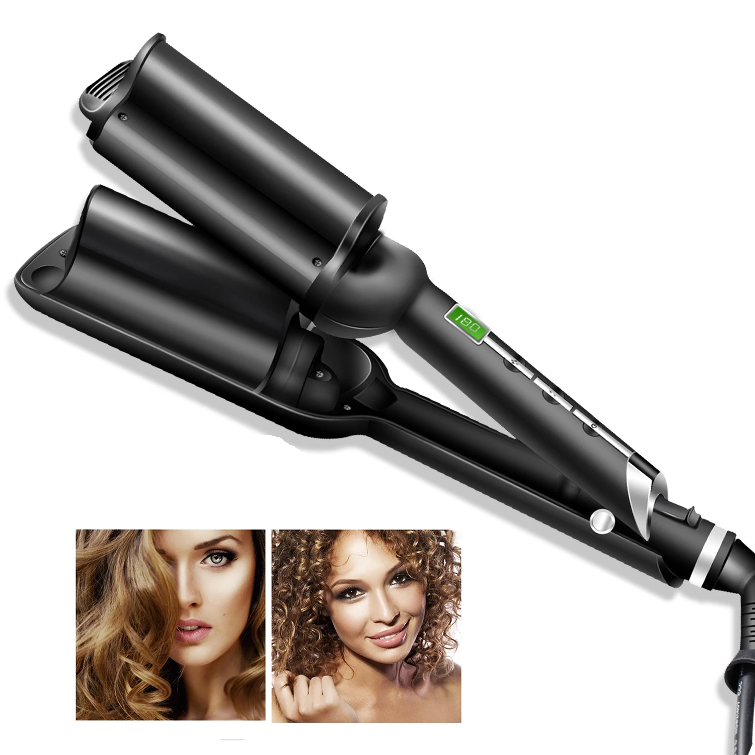 

Hair Crimper Deep Wave 32MM Hair Curling Irons Three-tube Curler Hair Curling Iron Salon & Home Ceramic Curling Wand Curl Bar