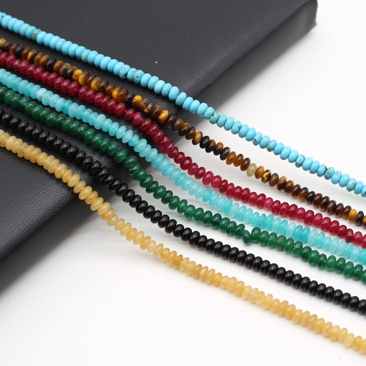 

Natural Stone Loose Spacer Abacus Shape Agate Tiger Eye Stone Blue Turquoise Beads for Jewelry Making DIY Accessories 2x4mm