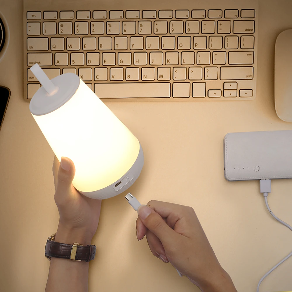 

Dimmable USB Rechargeable Portable LED Lantern Touch Switch RGB LED Night Light for Bedroom Hanging Tent Camping Emergency Lamp