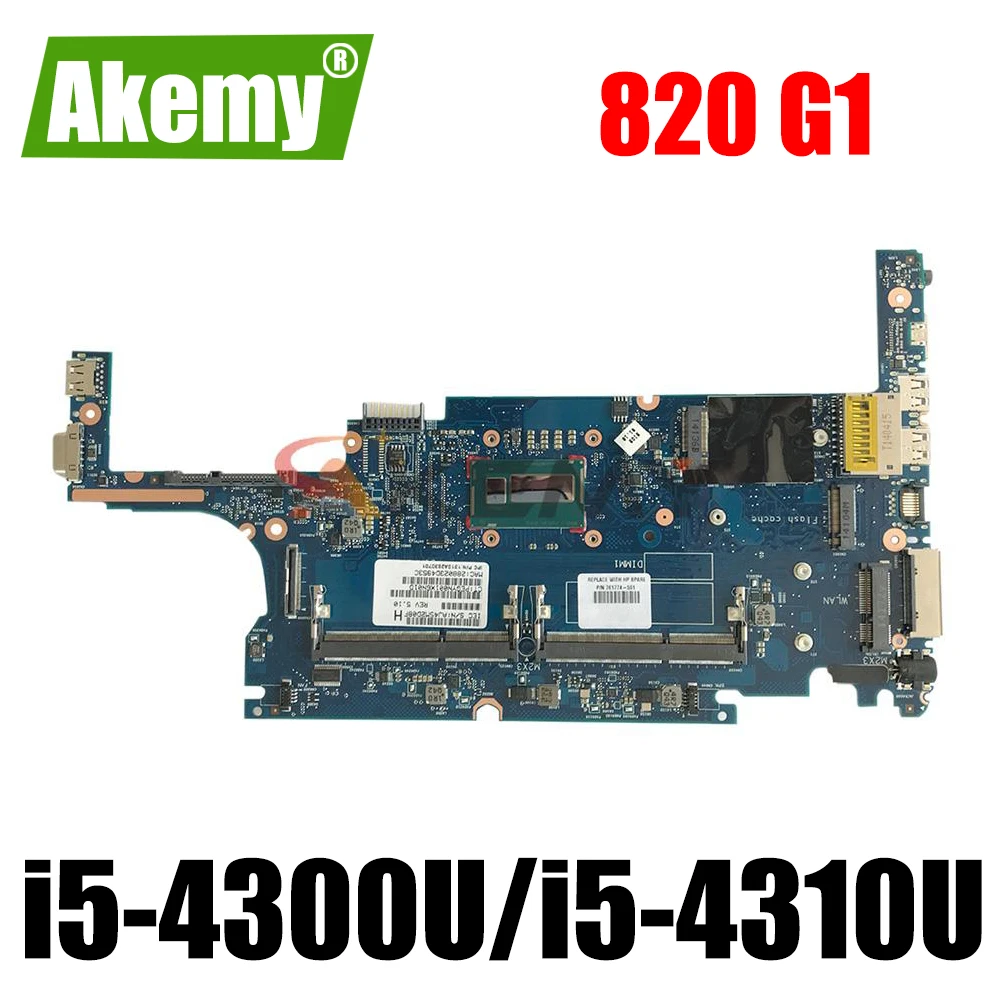 

Материнская плата 6050A2630701-MB-A01 для ноутбука HP 820 G1, материнская плата со i5-4300U /i5-4310U CPU GM UMA