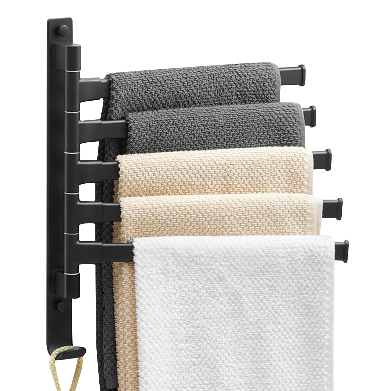 

Swivel Towel Rack Rotation Towel Hanger 4-Bar Folding Arm Rotation Towel Hanger Wall Mounted Bathroom Storage Organizer Bathroom