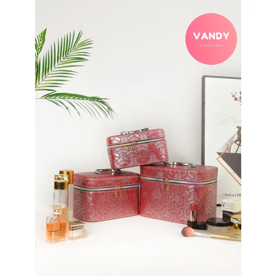 

Vandy 2022 Brown Striped Cosmetic Case Bags for Makeup GirlsTrendy Bag Home Travel Must-Have Storage Accessories Female Make Up